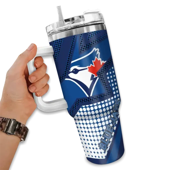 personalized toronto blue jays arrow burst blue curved tumbler fashion forward 1.webp