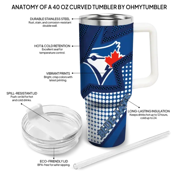 personalized toronto blue jays arrow burst blue curved tumbler new arrival 1.webp