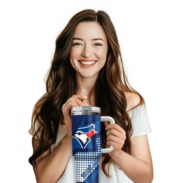 personalized toronto blue jays arrow burst blue curved tumbler premium grade 1.webp