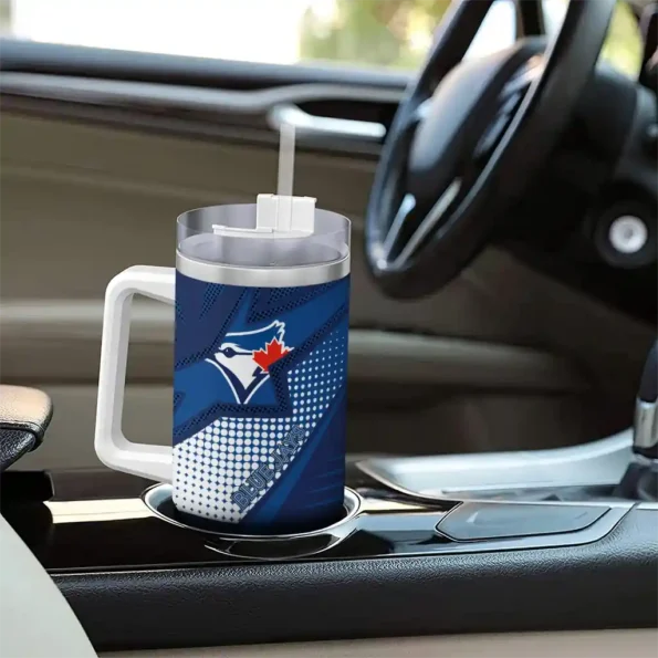 personalized toronto blue jays arrow burst blue curved tumbler trendy 1.webp