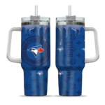 personalized toronto blue jays bullseye drips blue curved tumbler best selling 1.webp
