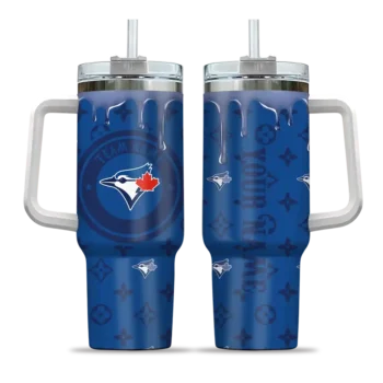 personalized toronto blue jays bullseye drips blue curved tumbler best selling 1.webp