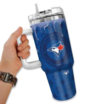 personalized toronto blue jays bullseye drips blue curved tumbler fashion forward 1.webp