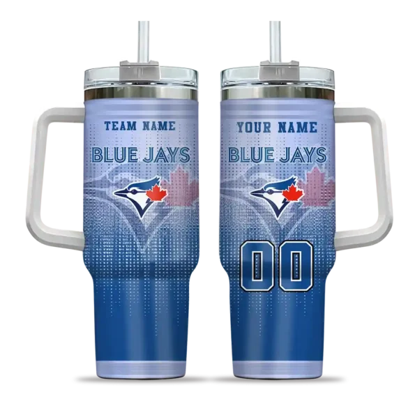 personalized toronto blue jays gradient dots blue curved tumbler best selling 1.webp