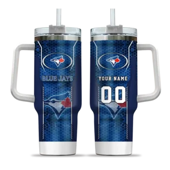 personalized toronto blue jays hexagon armor blue curved tumbler best selling 1.webp