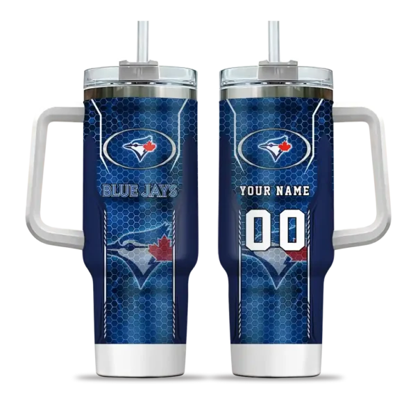 personalized toronto blue jays hexagon armor blue curved tumbler best selling 1.webp