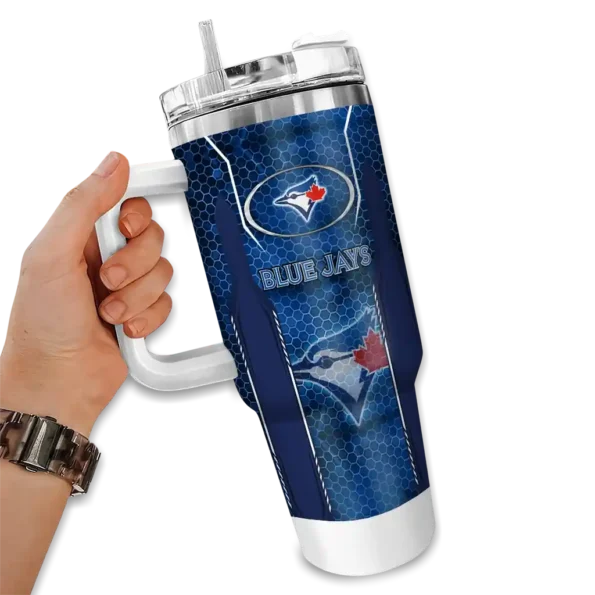 personalized toronto blue jays hexagon armor blue curved tumbler fashion forward 1.webp