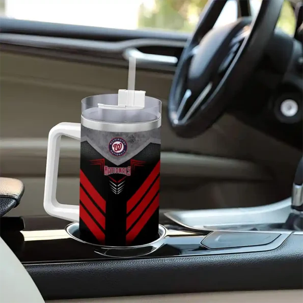 personalized washington nationals arrow armor red black curved tumbler trendy 1.webp
