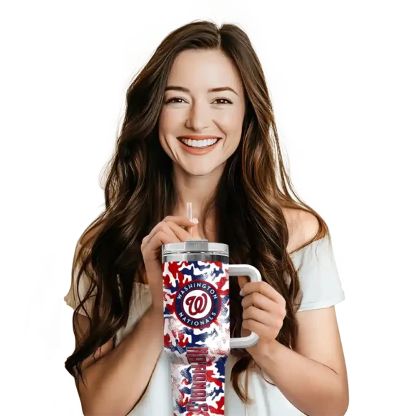 personalized washington nationals camo mashup red white curved tumbler premium grade 1.webp
