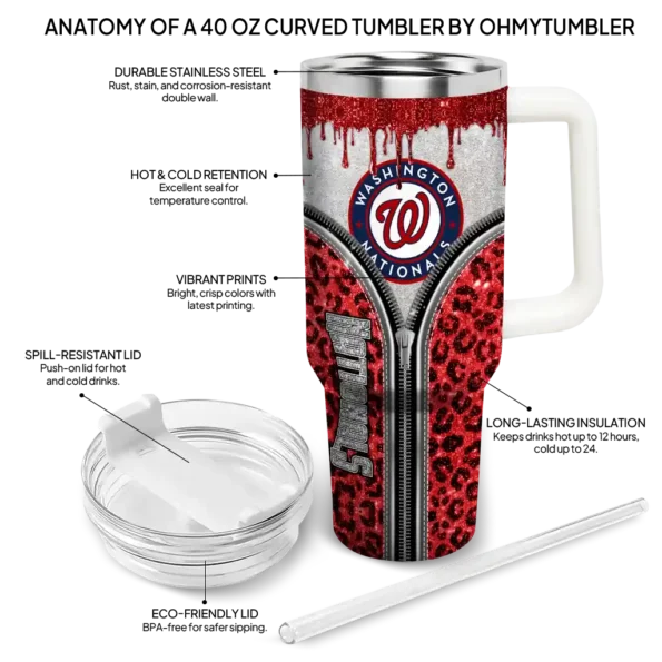 personalized washington nationals leopard zipper red curved tumbler new arrival 1.webp