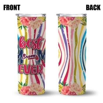 atlanta braves flower cluster skinny tumbler fashion forward.webp