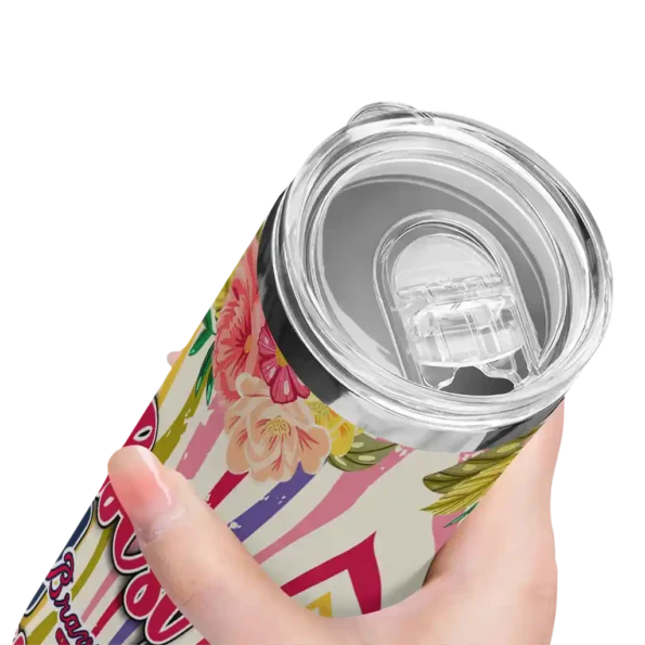 atlanta braves flower cluster skinny tumbler high quality.webp