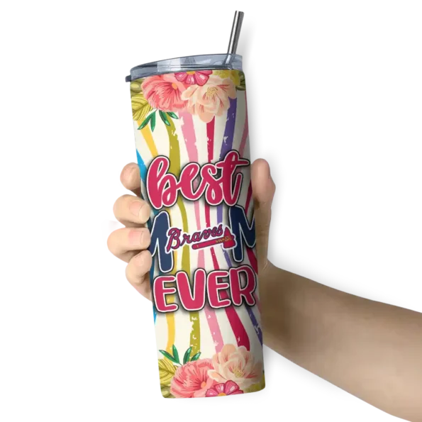 atlanta braves flower cluster skinny tumbler premium grade.webp