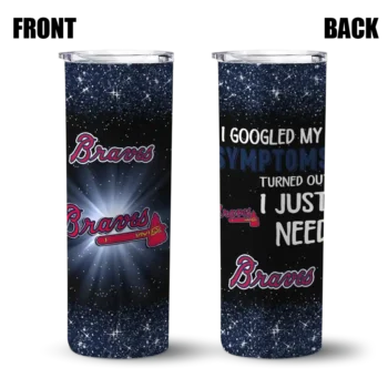 atlanta braves radiant glitter navy skinny tumbler fashion forward.webp