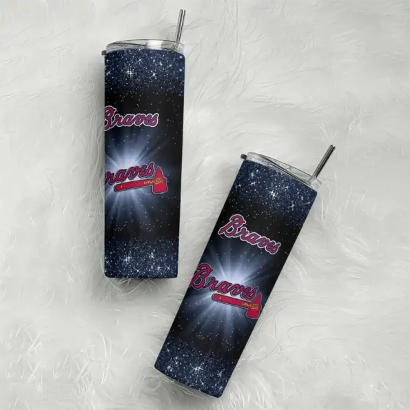 atlanta braves radiant glitter navy skinny tumbler top rated.webp
