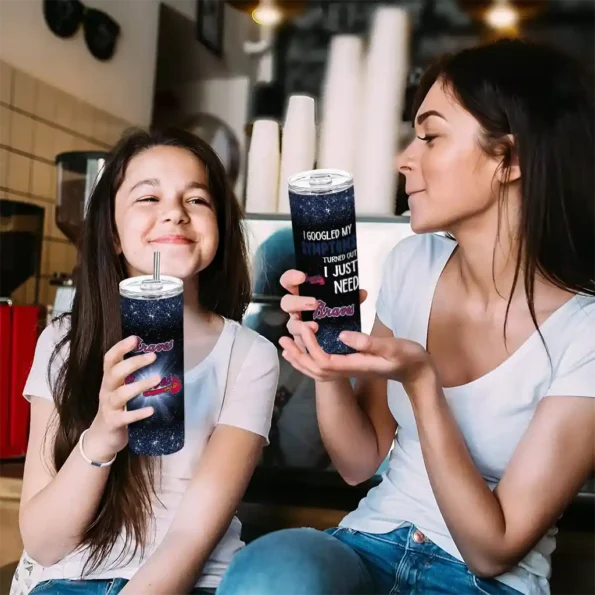 atlanta braves radiant glitter navy skinny tumbler trendy.webp