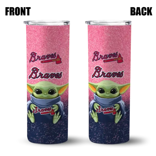 atlanta braves yoda smile navy skinny tumbler fashion forward.webp