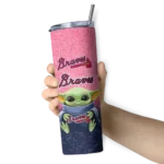 atlanta braves yoda smile navy skinny tumbler best selling.webp