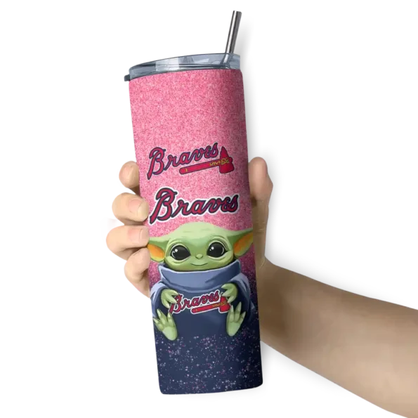 atlanta braves yoda smile navy skinny tumbler premium grade.webp