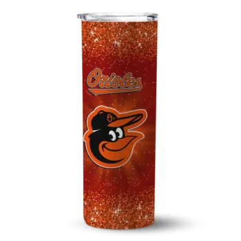 baltimore orioles radiant glitter orange skinny tumbler best selling.webp