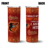 baltimore orioles radiant glitter orange skinny tumbler best selling.webp