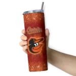 baltimore orioles radiant glitter orange skinny tumbler best selling.webp