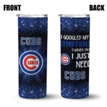 chicago cubs radiant glitter blue skinny tumbler best selling 1.webp