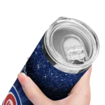 chicago cubs radiant glitter blue skinny tumbler best selling 1.webp