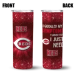 cincinnati reds radiant glitter red skinny tumbler best selling 1.webp