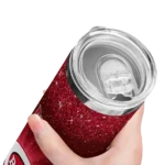 cincinnati reds radiant glitter red skinny tumbler best selling 1.webp