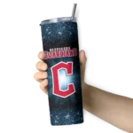 cleveland guardians radiant glitter navy blue skinny tumbler best selling 1.webp