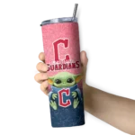 cleveland guardians yoda smile navy blue skinny tumbler best selling.webp