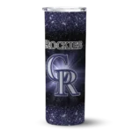 colorado rockies radiant glitter blue skinny tumbler best selling.webp
