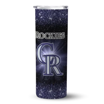 colorado rockies radiant glitter blue skinny tumbler best selling.webp