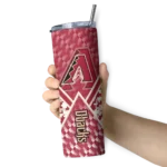custom arizona diamondbacks monogram burst red white skinny tumbler best selling 8.webp