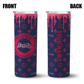 custom atlanta braves camo streak navy skinny tumbler fashion forward.webp