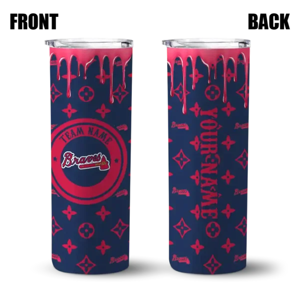custom atlanta braves camo streak navy skinny tumbler fashion forward.webp