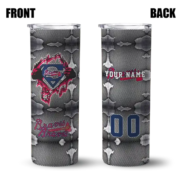 custom atlanta braves chevron v navy gray skinny tumbler fashion forward.webp