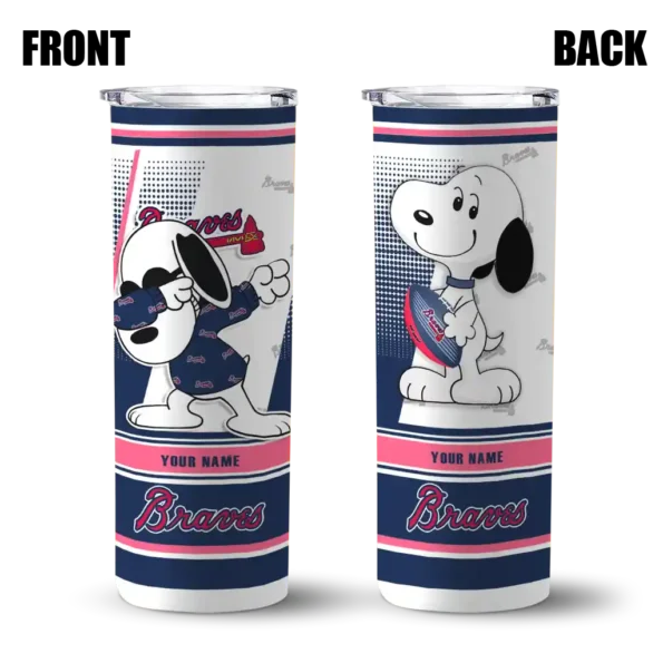 custom atlanta braves snoopy dog navy white skinny tumbler fashion forward.webp