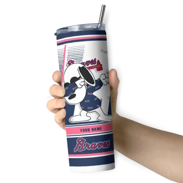 custom atlanta braves snoopy dog navy white skinny tumbler premium grade.webp