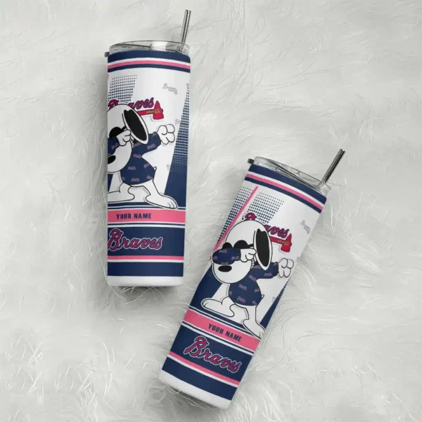 custom atlanta braves snoopy dog navy white skinny tumbler top rated.webp