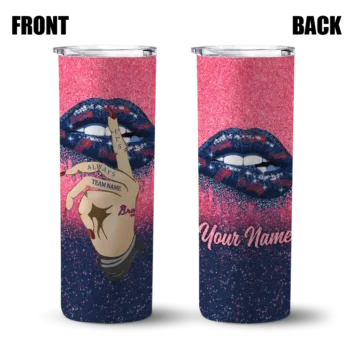 custom atlanta braves sparkle lips navy skinny tumbler fashion forward.webp