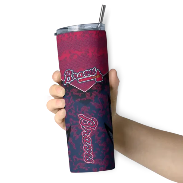 custom atlanta braves spiral burst print navy skinny tumbler premium grade.webp