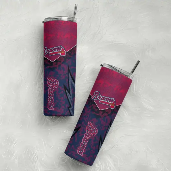 custom atlanta braves spiral burst print navy skinny tumbler top rated.webp