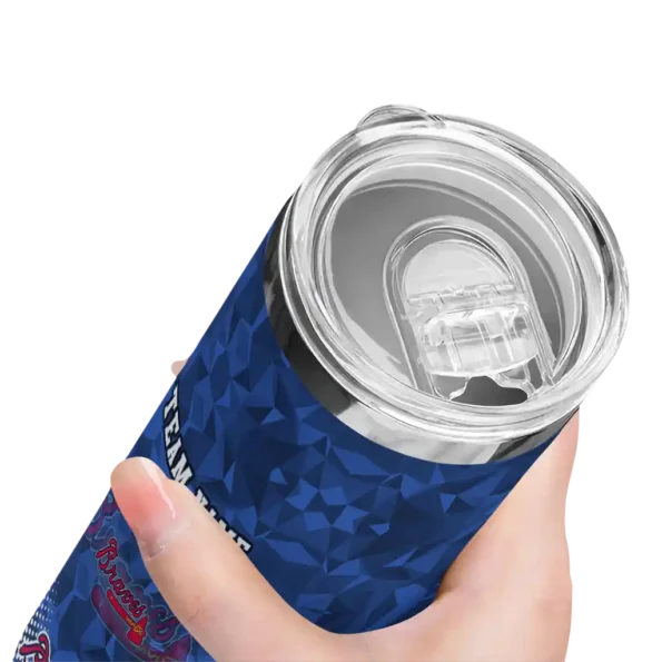 custom atlanta braves starburst tiles navy skinny tumbler high quality.webp