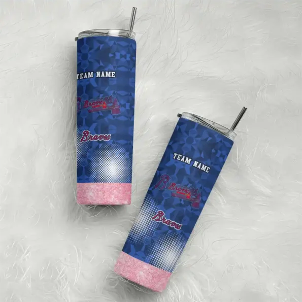 custom atlanta braves starburst tiles navy skinny tumbler top rated.webp
