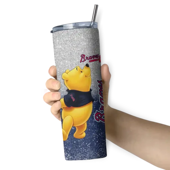 custom atlanta braves winnie the pooh navy gray skinny tumbler premium grade.webp