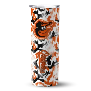 custom baltimore orioles claw marks orange white skinny tumbler best selling.webp