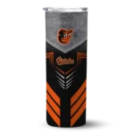 custom baltimore orioles hexagon honeycomb orange black skinny tumbler best selling.webp
