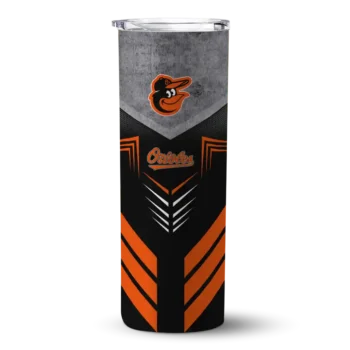 custom baltimore orioles hexagon honeycomb orange black skinny tumbler best selling.webp